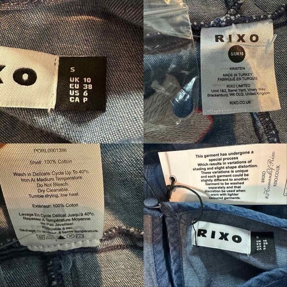 RIXO Kristen Tiered Embroidered Chambray Denim Maxi Dress Size US 6 - Picture 3 of 14